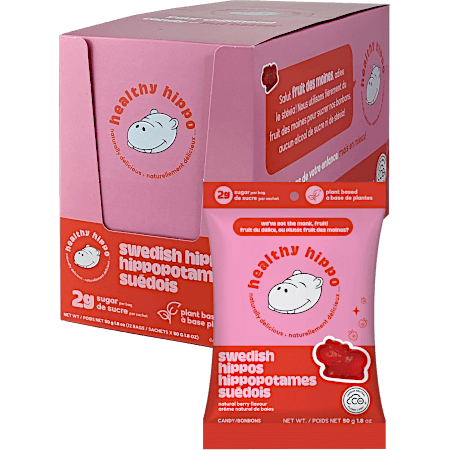 Plant-based, Low Sugar Gummies (Box of 12) - Swedish Hippos